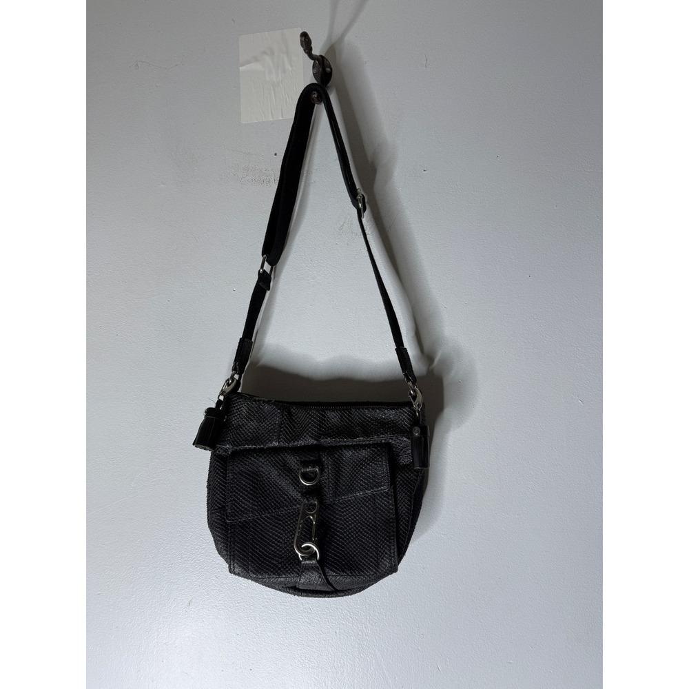L.A.M.B. Gwen Stefani black textured leather hobo handbag